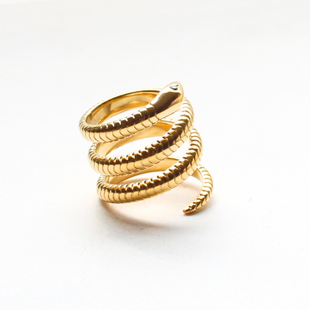 ANILLO SERPIENTE CON CIRCONITA VERDE