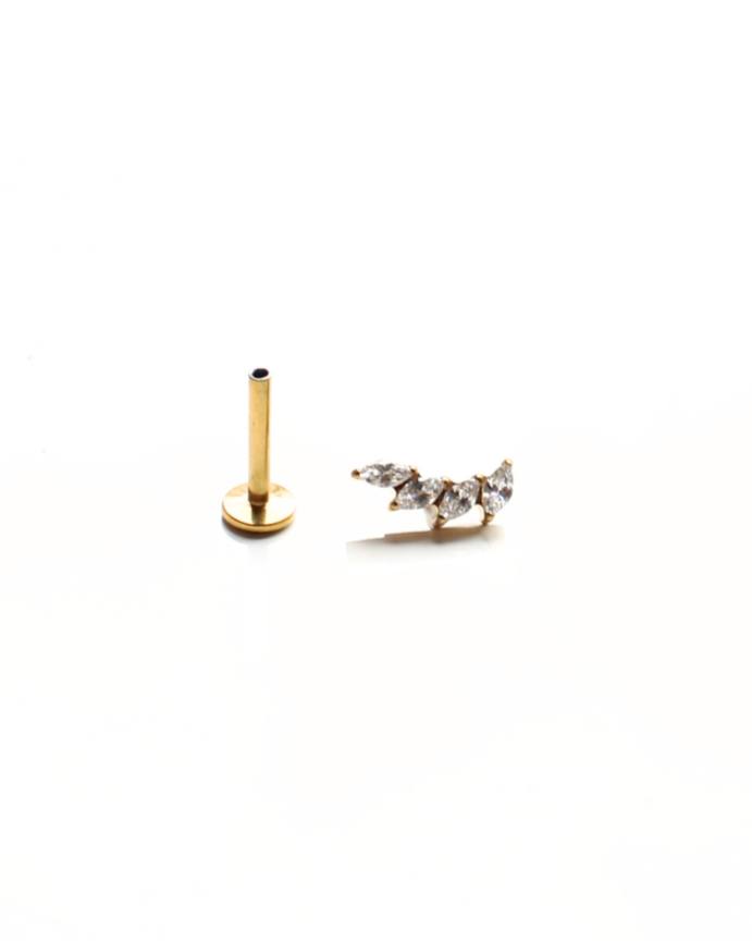 Labret alargado en titanio pétalos con circonitas