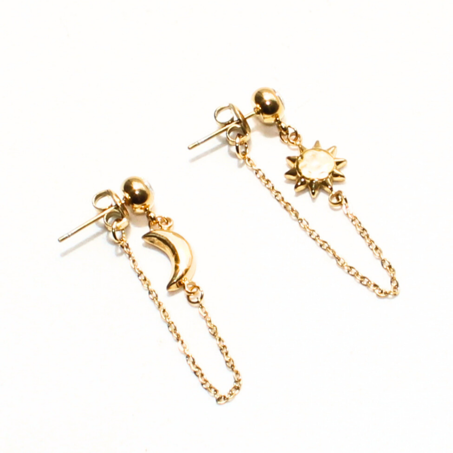 HOOPS CON CADENA DE SOL Y LUNA