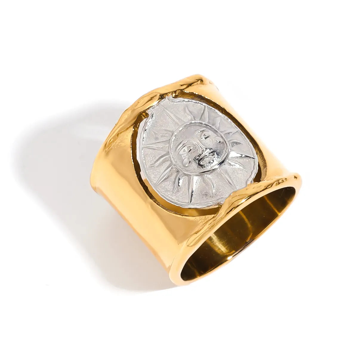 ANILLO SOL DORADO Y PLATEADO