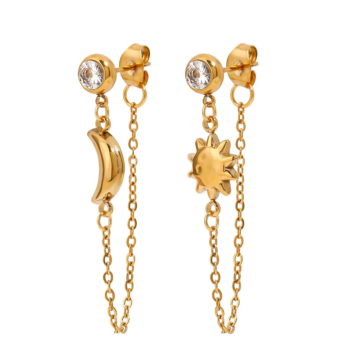 HOOPS CON CADENA DE SOL Y LUNA