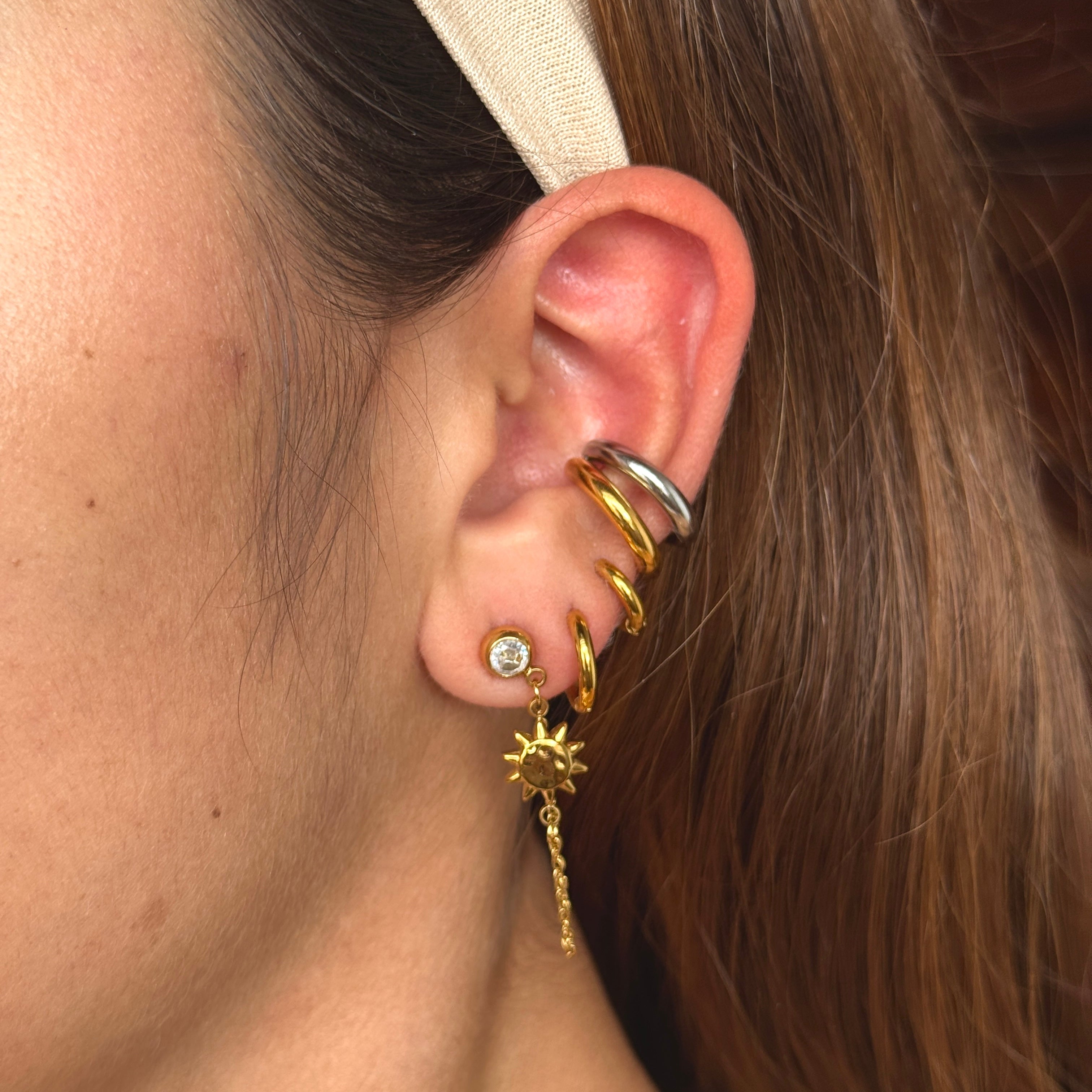 HOOPS CON CADENA DE SOL Y LUNA