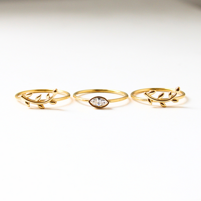 SET DE TRES ANILLOS (RAMAS Y CIRCONITA)