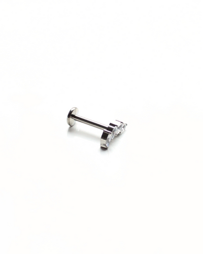 Labret alargado en titanio pétalos con circonitas