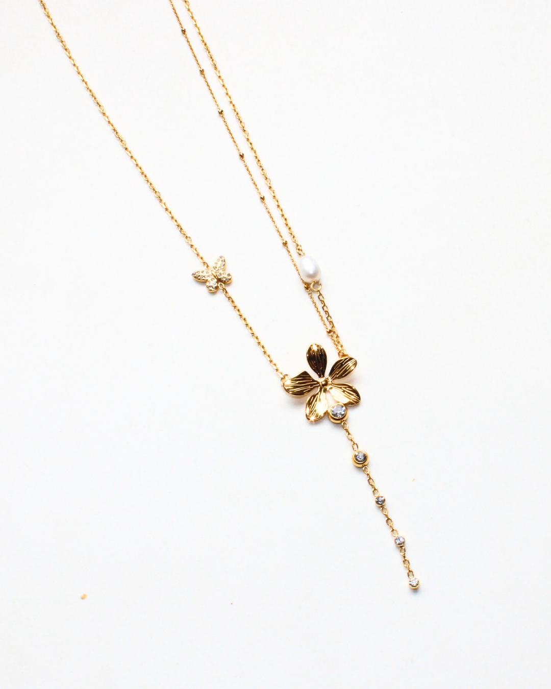 COLLAR CON FLOR Y CADENA