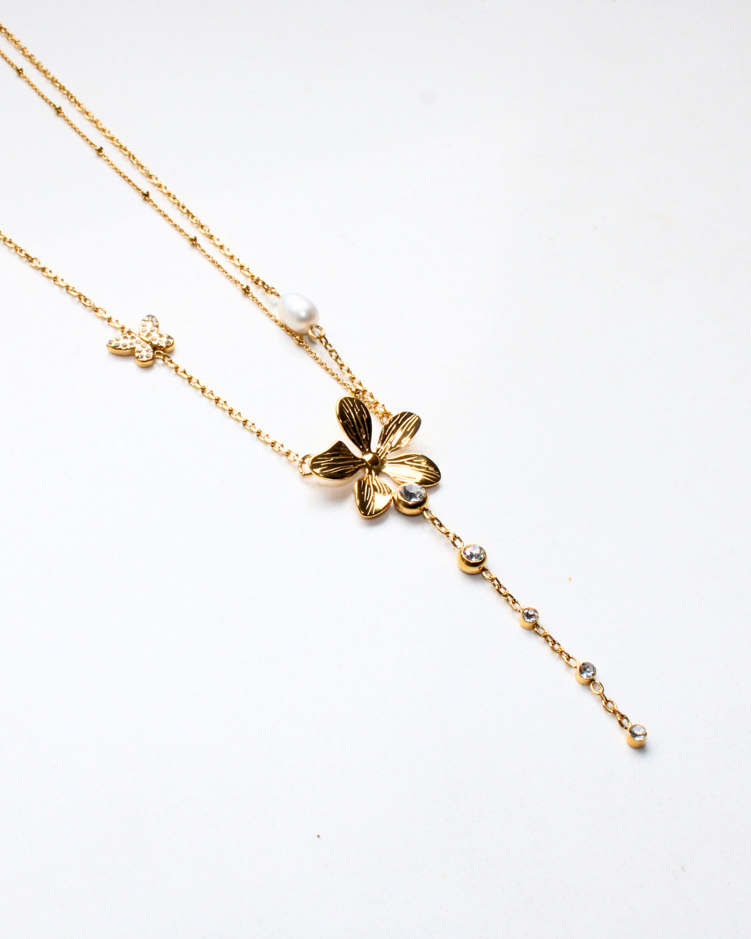 COLLAR CON FLOR Y CADENA