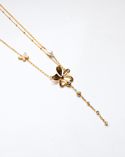 COLLAR CON FLOR Y CADENA