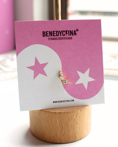 LABRET EN TITANIO CON PETALOS Y ESTRELLA