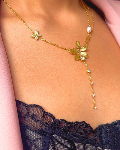 COLLAR CON FLOR Y CADENA