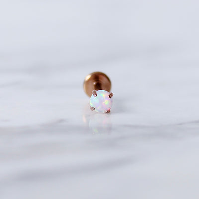 LABRET ORO ROSA EN TITANIO CON ÓPALO BLANCO