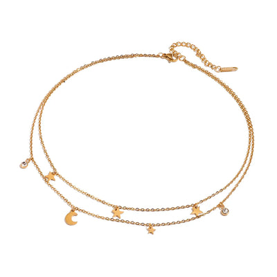 COLLAR DOBLE ESTRELLAS Y LUNA