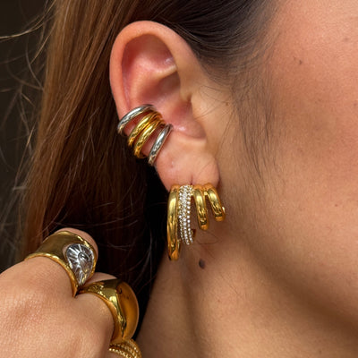 EAR CUFF DOBLE PLATA Y DORADO (UNIDAD)